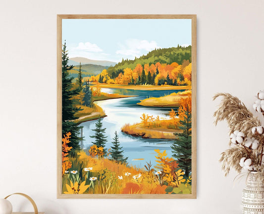 Affiche Art River Saint John – Imprimé Automnal de la Forêt du Nouveau-Brunswick
