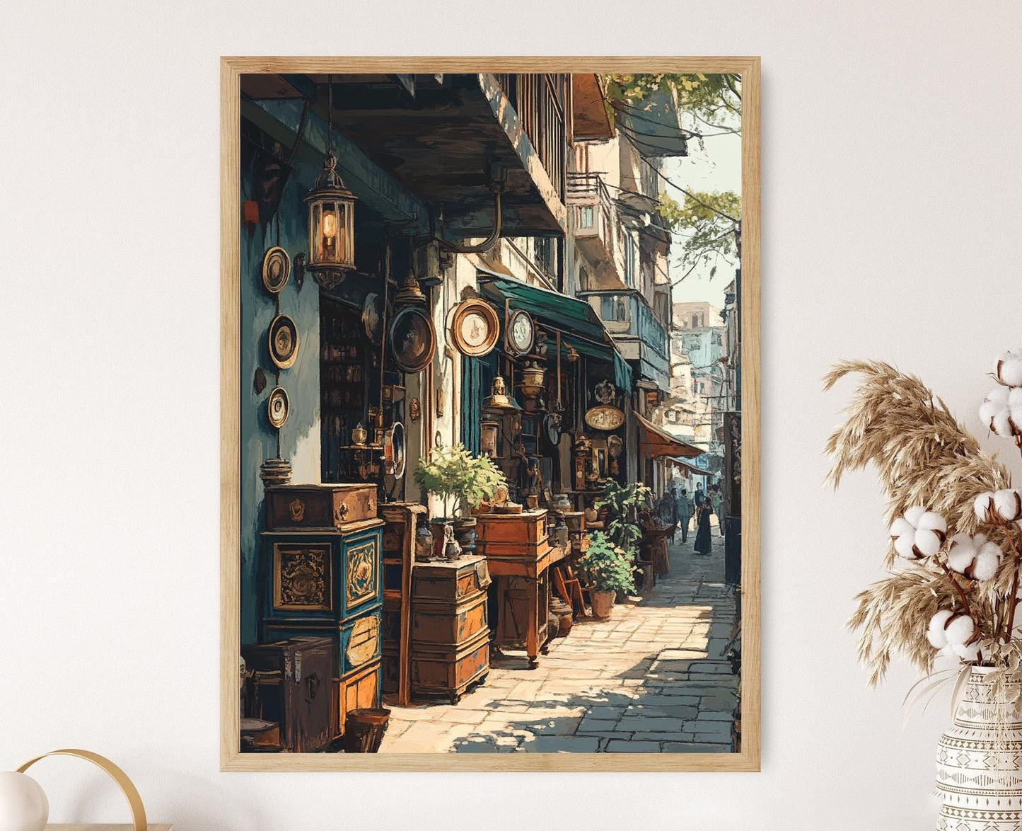 Affiche Chor Bazaar Mumbai – Illustration Vintage d'Antiques Indiens