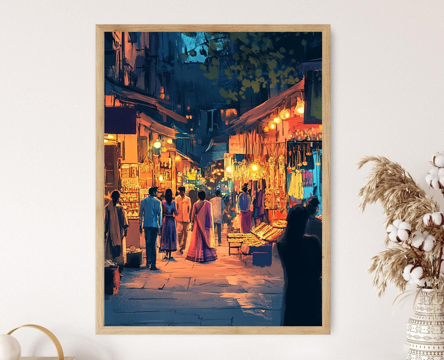 Affiche Marché de Mariage Delhi – Illustration de la Culture Indienne