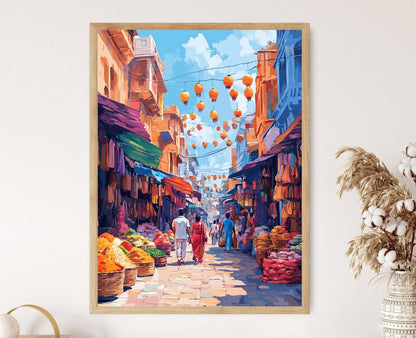 Affiche Chandni Chowk – Poster Illustration du Marché aux Épices