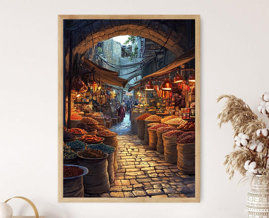 Affiche Nablus – Illustration du marché palestinien épicé