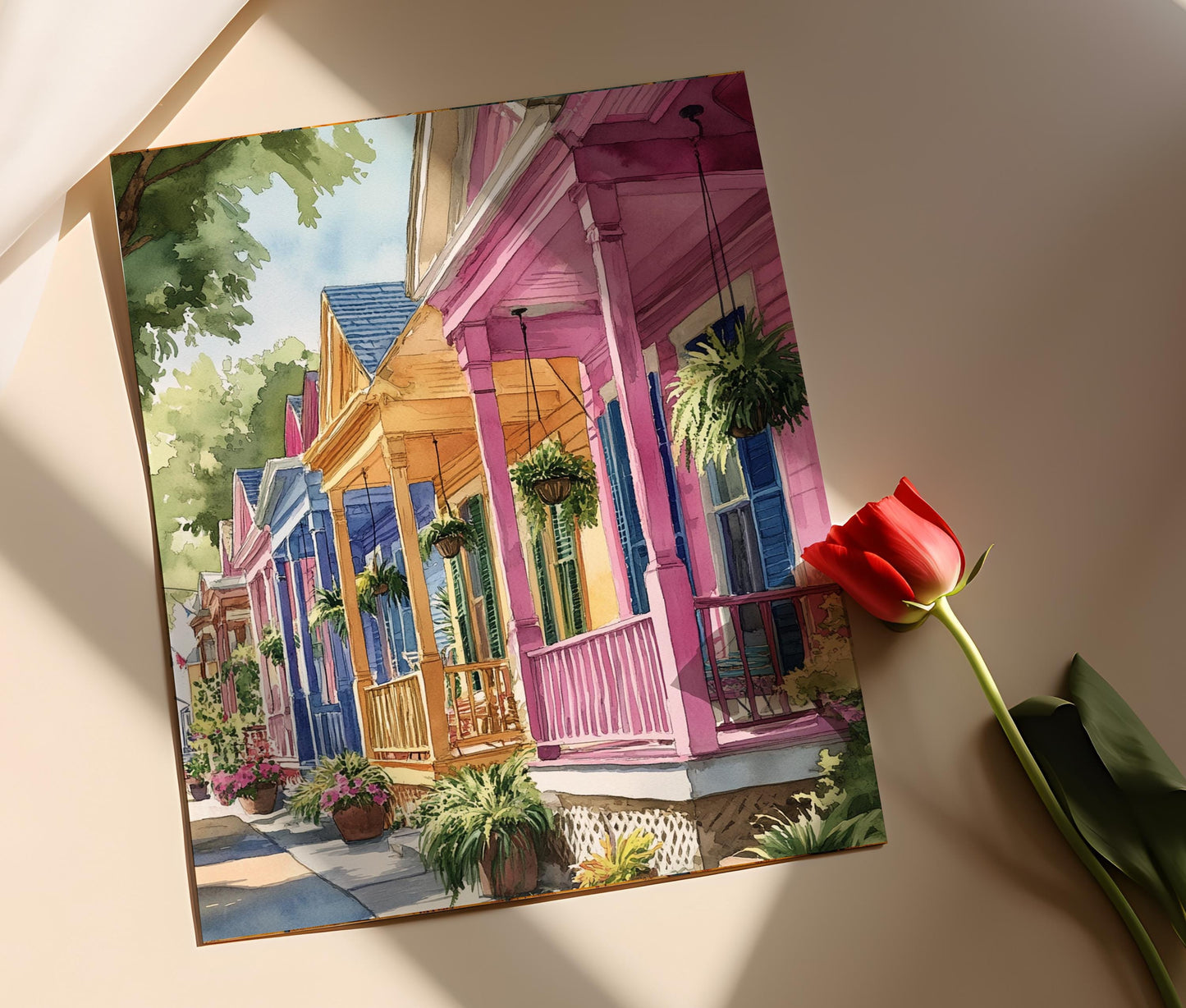 Affiche Maison Lafayette – Illustration classique créole de Louisiane