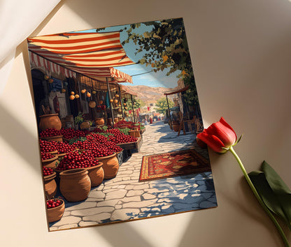 Affiche Marché de Fruits Kurde à Qamishli – Poster Scène Culturelle