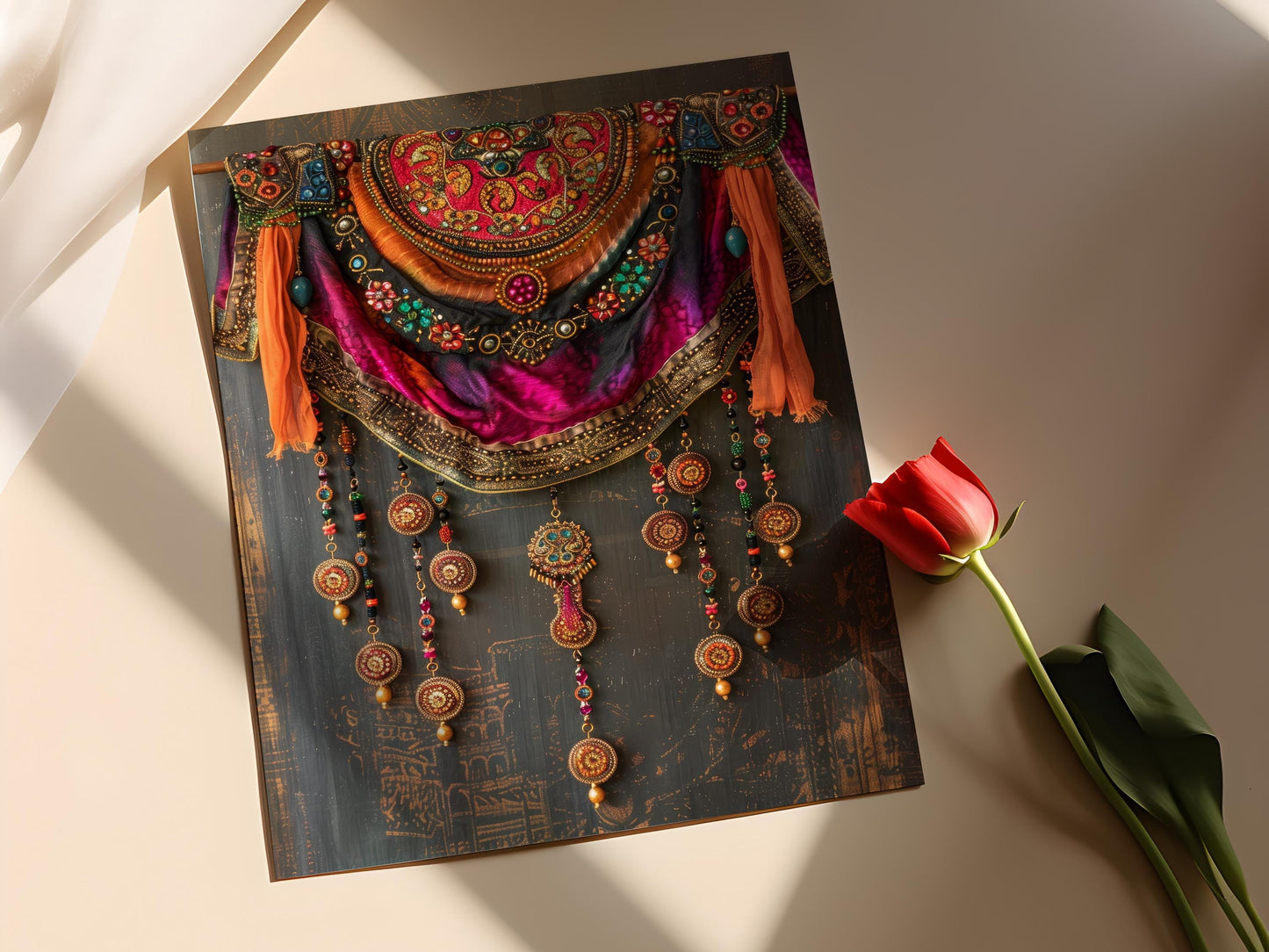 Affiche Toran : Décor indien vibrant, cadeau de crémaillère