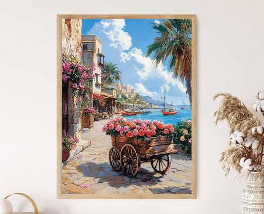 Affiche Méditerranéenne – Impression d'Art du Chariot de Fleurs à Gaza
