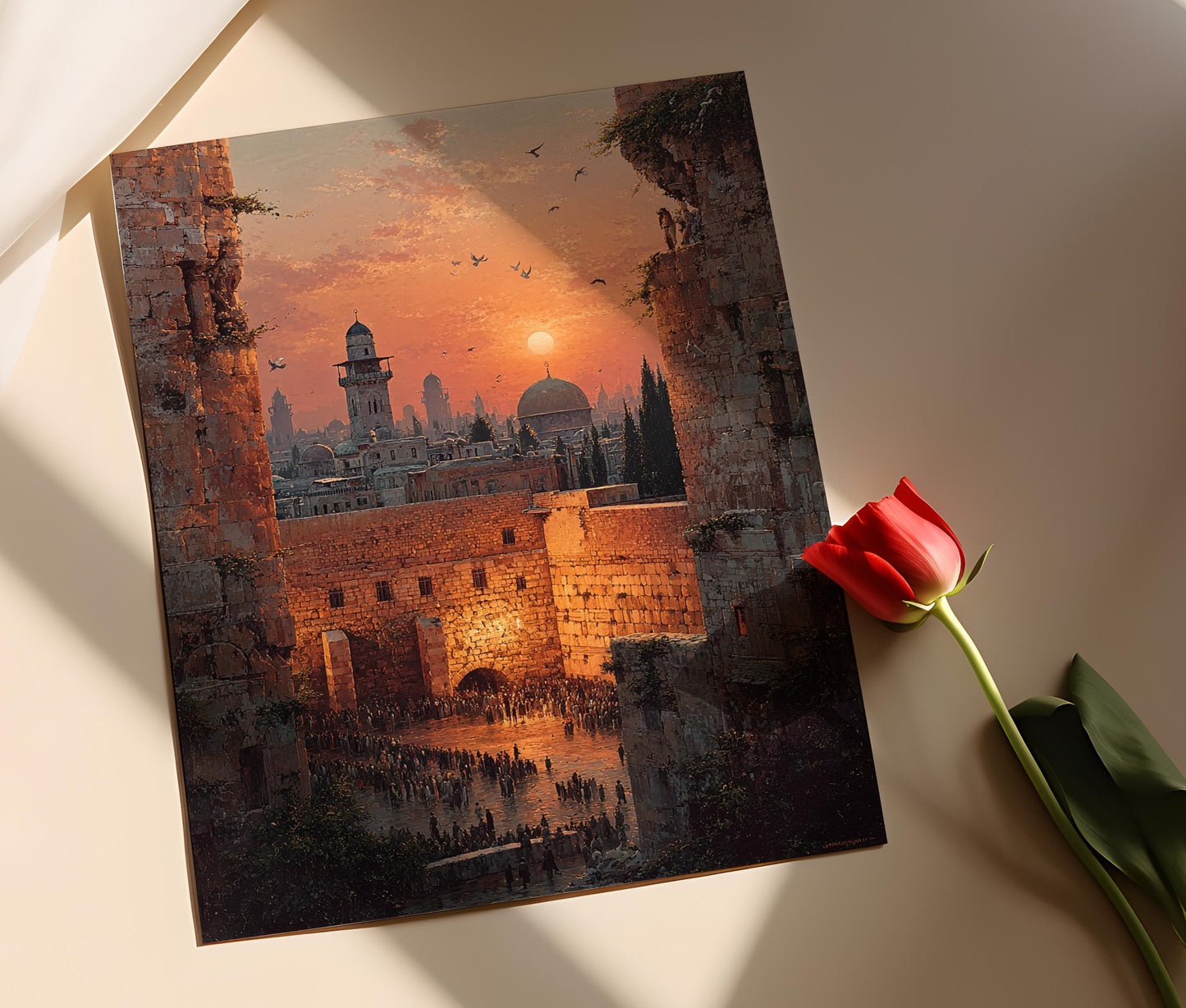 Affiche Lever de Soleil Kotel – Poster Pierre dorée de Jérusalem, Scène paisible