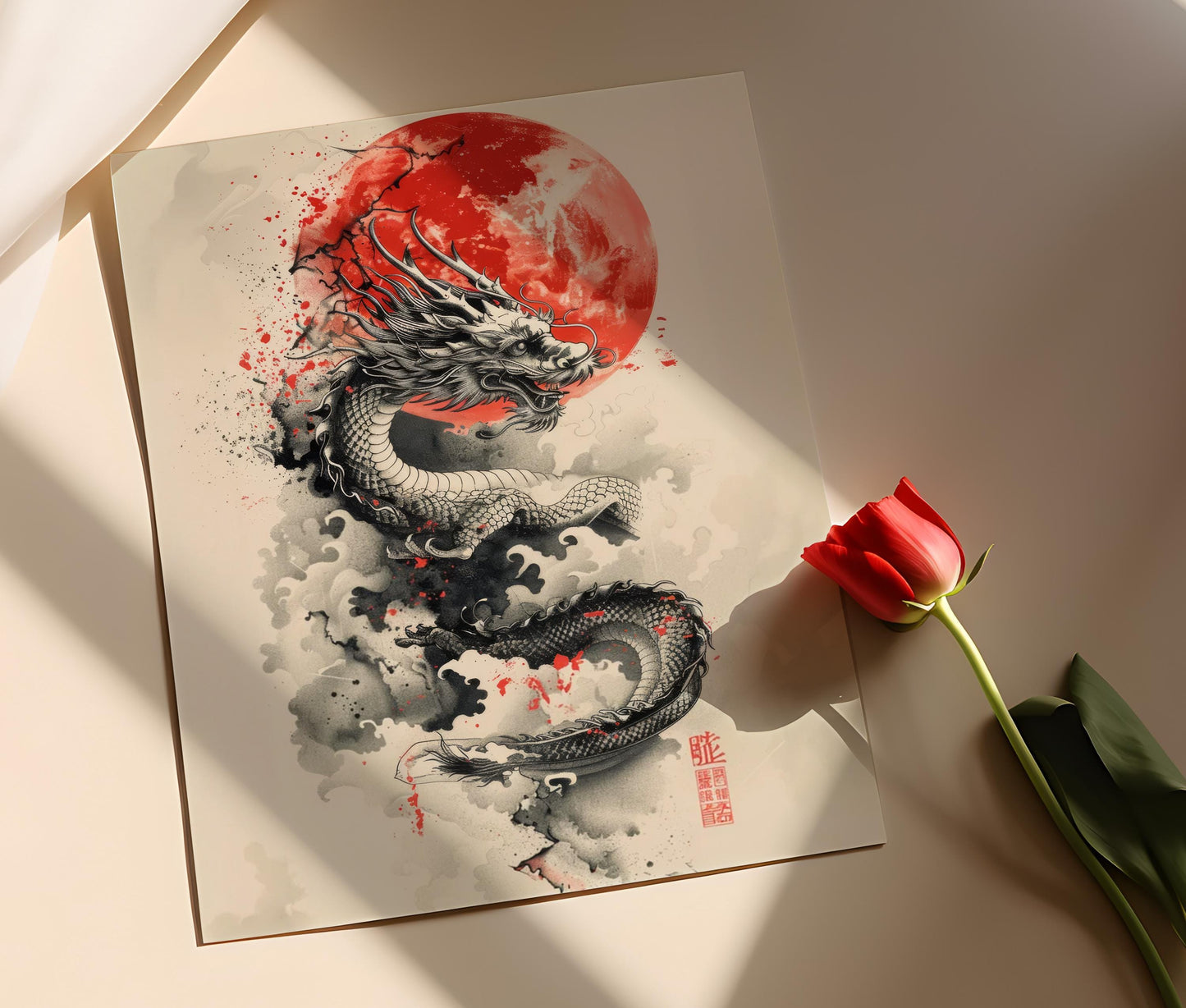 Affiche Dragon Chinois – Poster Art de la Nouvelle Année Lunaire