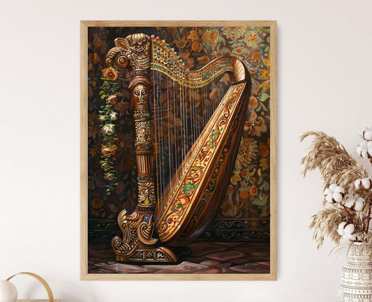 Affiche Arpa Jarocha – Poster d'Instrument de Musique Mexicain Artisanale