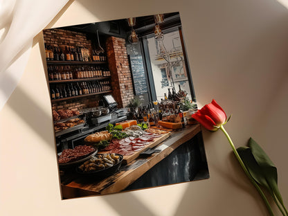 Affiche Charcuterie Rustique – Impression Art de Dégustation de Vin et Viande