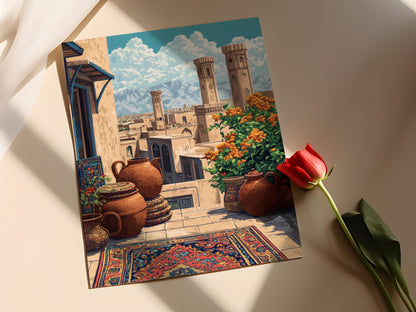 Affiche Kashan – Illustration de Tapis Persans et Décor Culturel