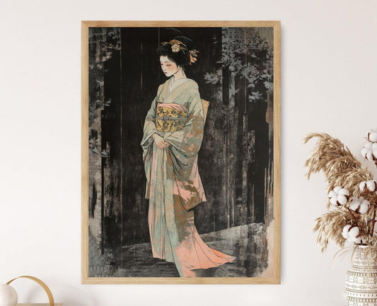 Affiche Femme en Kimono – Impression d'Art Japonaise Élégante
