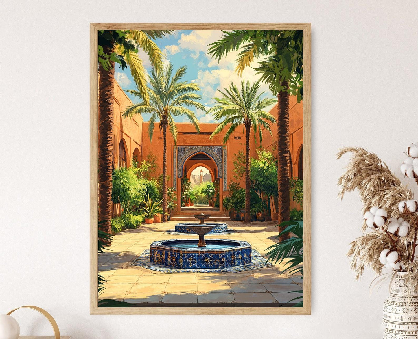 Affiche Ahvaz – Imprimé Art de Cour: Murs en Adobe et Fontaine en Terre Cuite