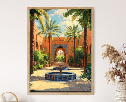 Affiche Ahvaz – Imprimé Art de Cour: Murs en Adobe et Fontaine en Terre Cuite