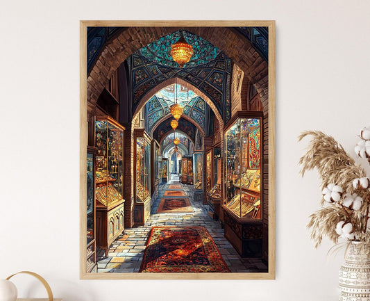 Affiche Allée de Bijoux de Téhéran – Illustration du Marché Persan