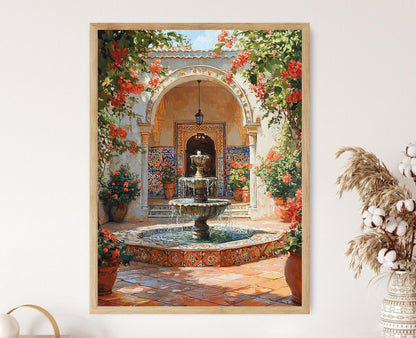 Affiche de la Cour d'Alger – Poster Fontaine de Pierre et Mosaïques