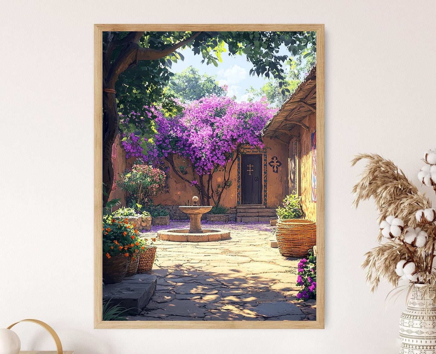 Affiche Addis Abeba – Art Impression Courtyard, Fontaine de Basalte, Jacarandas