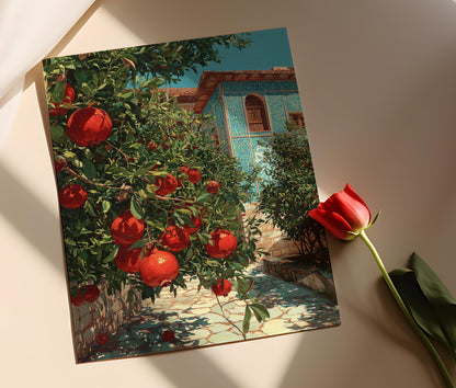 Affiche Verger de Grenadiers – Art de Ferme Iranienne en Vectoriel