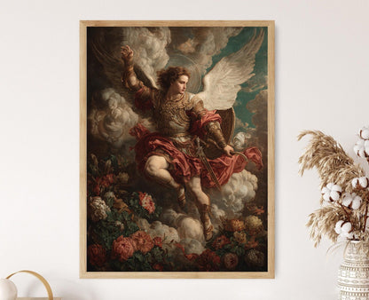 Affiche Saint Michel – Art de l'Archange dans un Nuage Doré