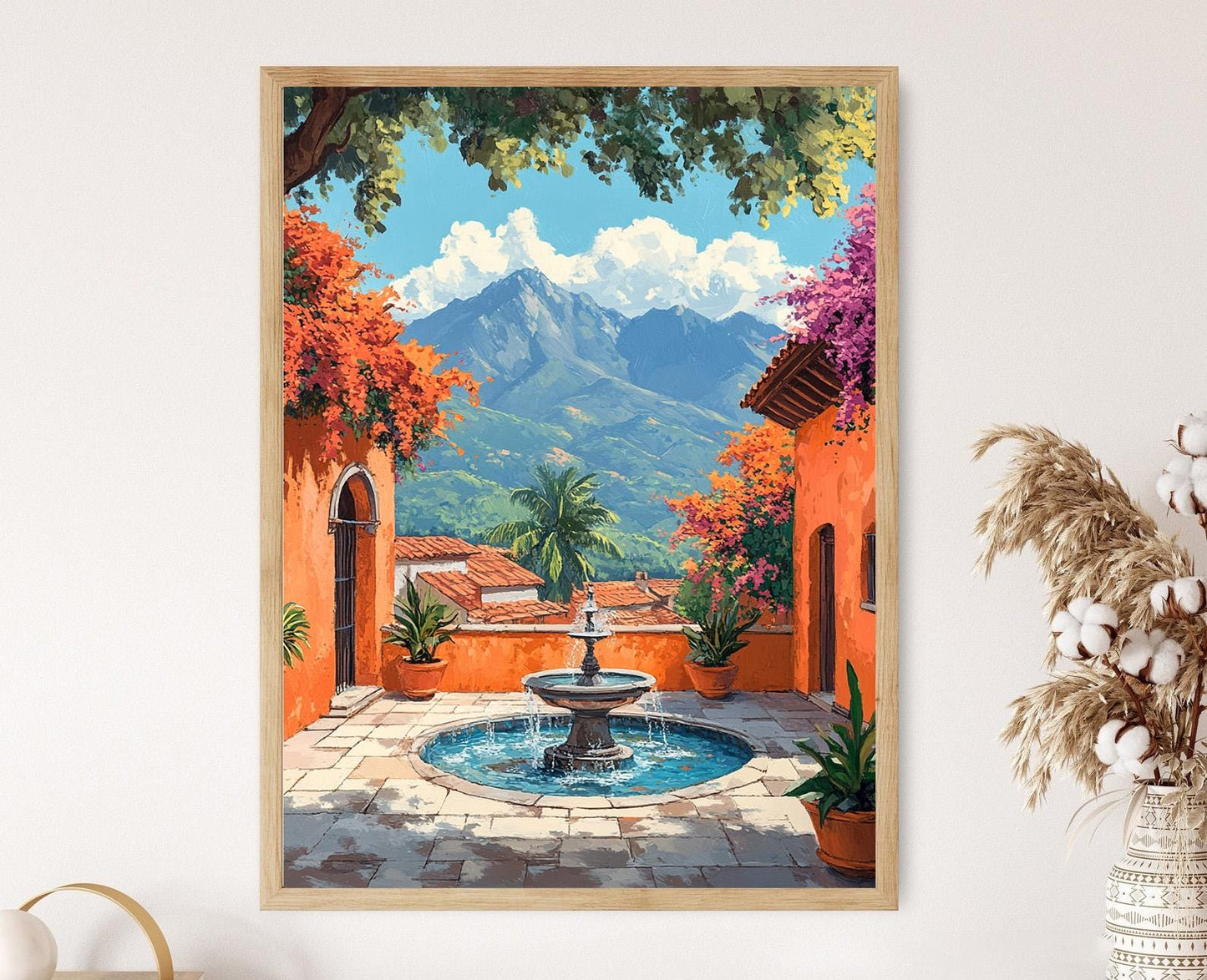 Affiche San Pedro Sula – Poster Fontaine en marbre avec vue sur Merendón
