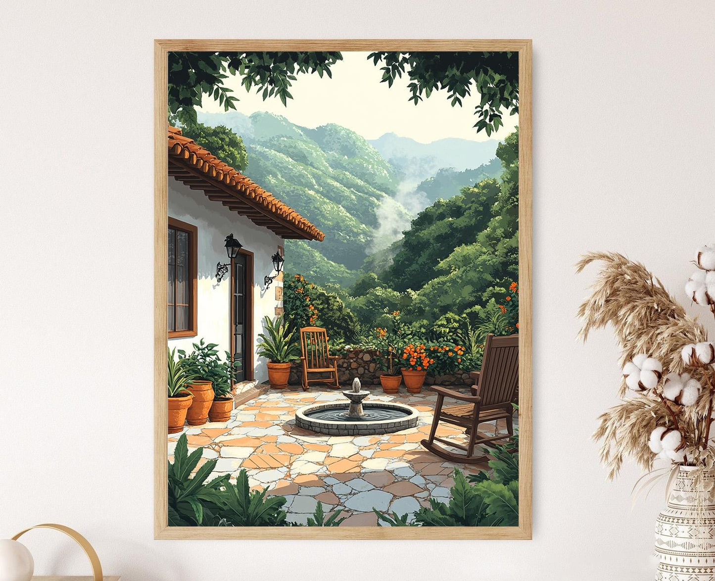 Affiche Jinotega Nicaragua – Poster de Fontaine et Café en Montagne