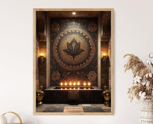 Affiche Alevi – Poster Illus. Murale Ali, Motifs de Tulipes, Éclat de Laiton