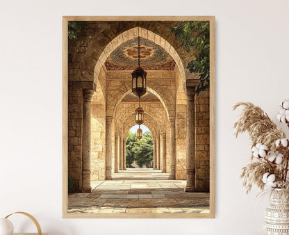 Affiche Arche de Lanternes – Illustration de Lueur en Laiton Alevi et Mosaïques Tulipes