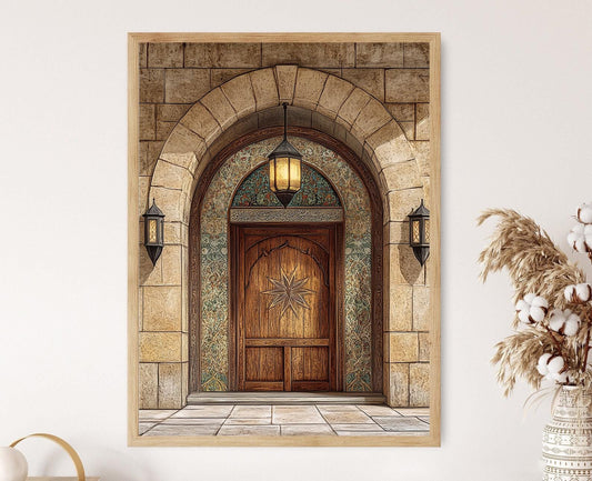 Affiche Étoile à Douze Points – Illustration de Porte Alevi et Calligraphie Ali