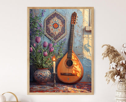 Affiche Saz – Illustration d'Alevi, Bougie, Symbole Hacı Bektaş Veli