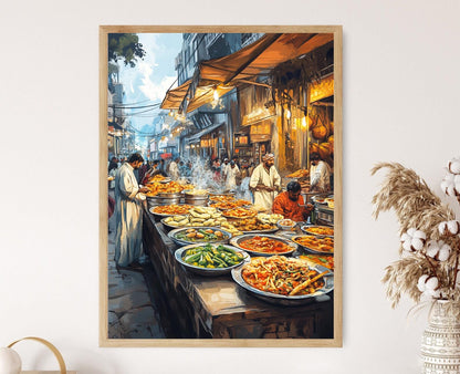Affiche Lahore Food Street – Poster Art Urbain Coloré du Pakistan