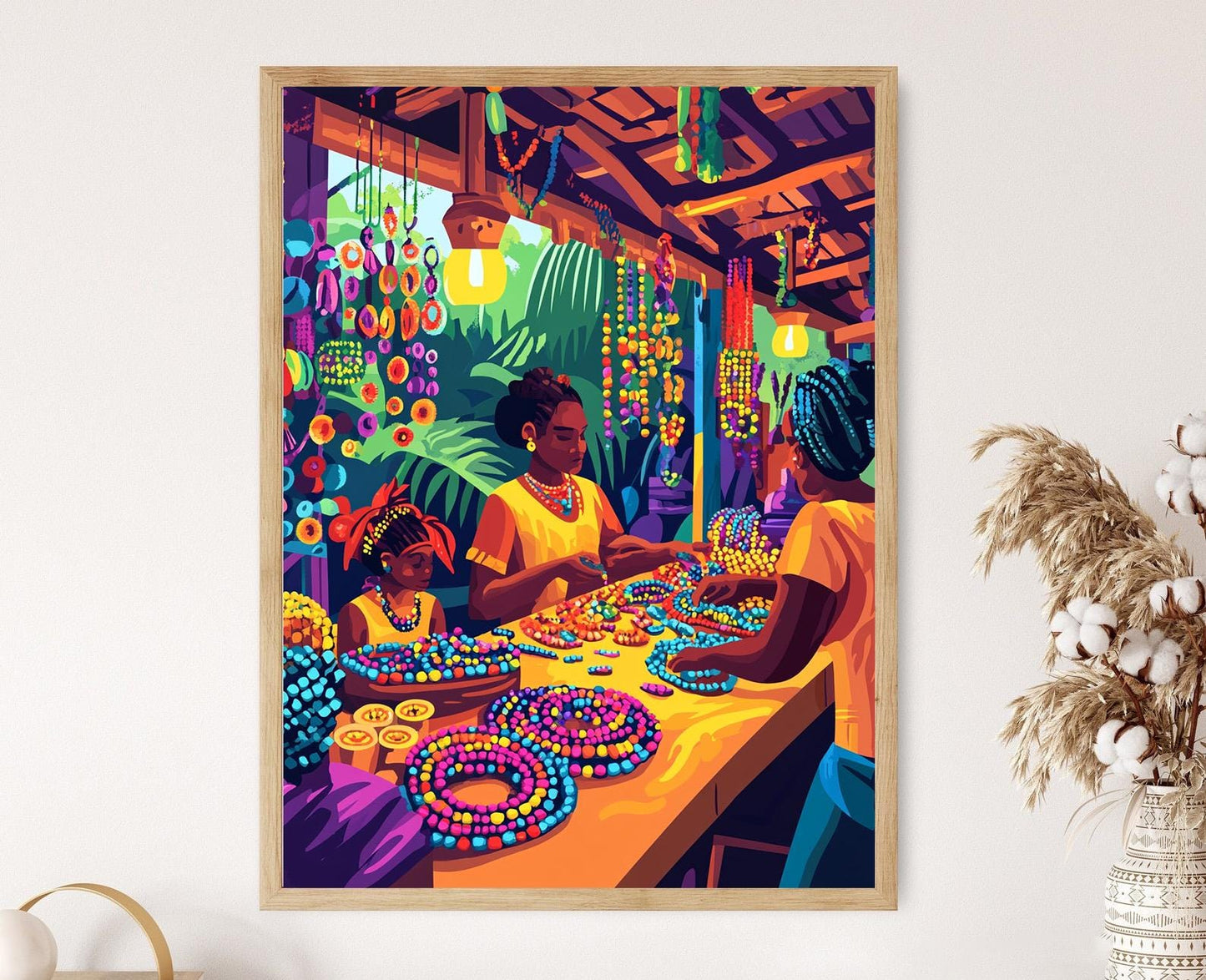 Affiche Artisanat Haïtien – Poster Colliers et Bracelets Colorés
