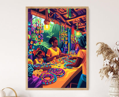 Affiche Artisanat Haïtien – Poster Colliers et Bracelets Colorés