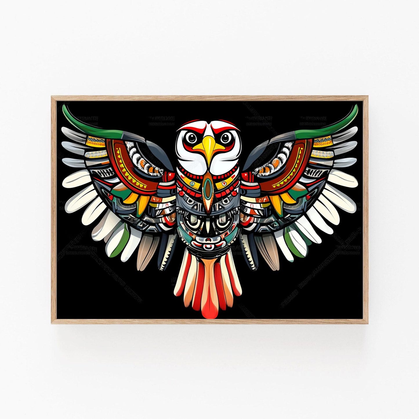Affiche Aigle Totem Haida – Illustration Art Amérindienne Murale