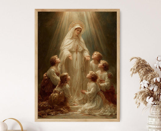 Affiche Notre Dame du Rosaire – Art Sacré Catholique à Décorer