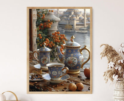 Affiche Charme de Café Douillet – Poster Art de Café Turc, Motifs Délicats