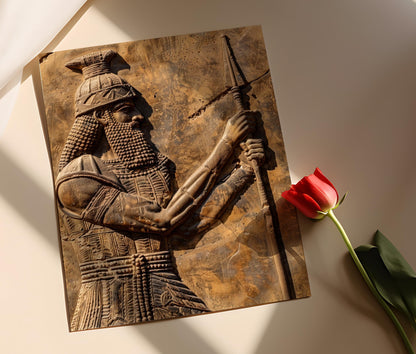 Affiche Guerrier Sumérien avec Lance – Art de Combat Mésopotamien