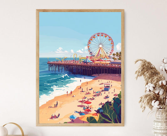 Affiche Santa Monica – Impression artistique Grande Roue et Lumières de Carnaval