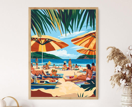 Affiche Plage Hawaïenne – Illustration de Pique-Nique Vectorielle