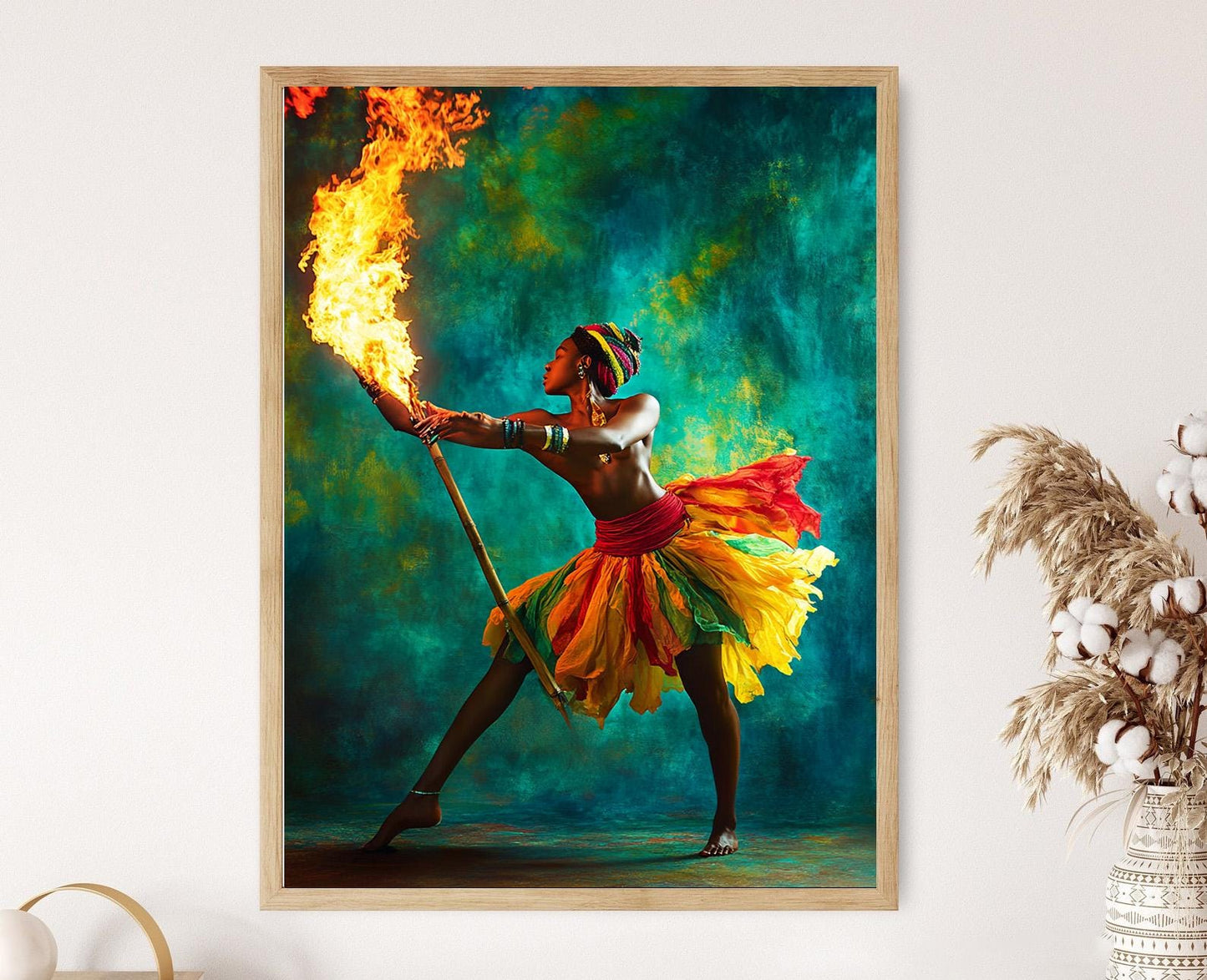 Affiche Danseur de Limbo Trinidad – Poster Art de Danse Culturelle et Flammes