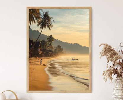 Affiche Lever de soleil à Koh Samui – Poster Palmiers et Eaux Dorées