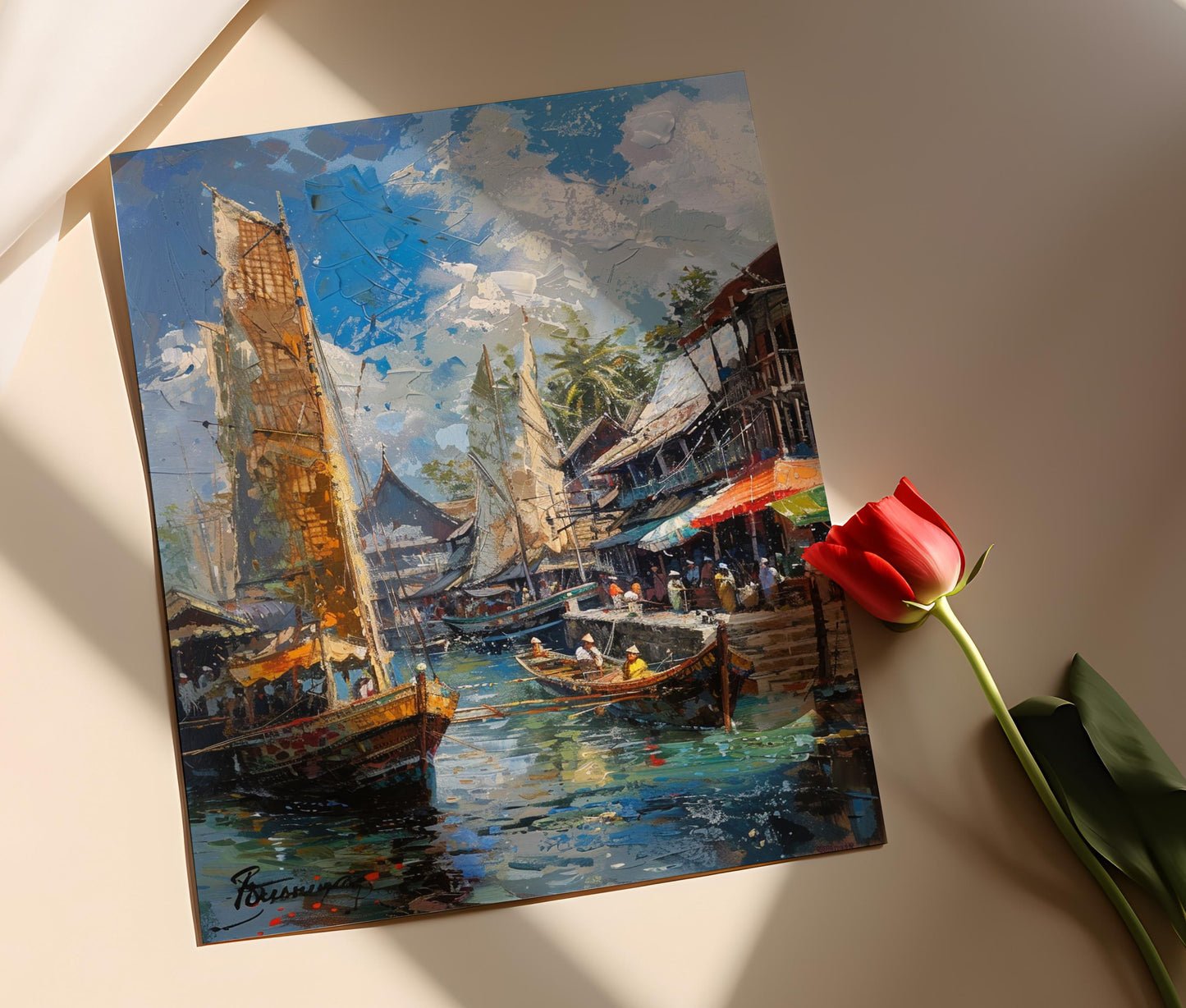 Affiche Makassar – Poster de la vue maritime des Phinisi indonésiens