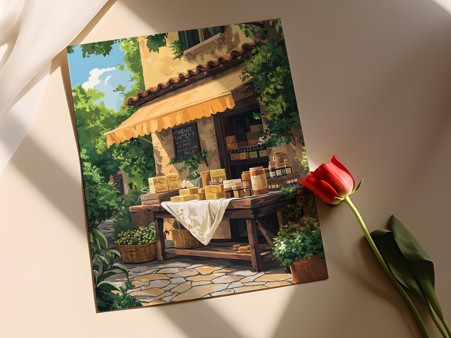 Affiche Artisan de Savon Libanais – Illustration d'Huiles d'Olive