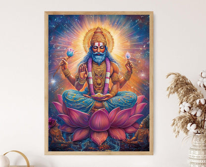 Affiche Brahma – Poster Art Spirituelle avec Lotus Cosmique