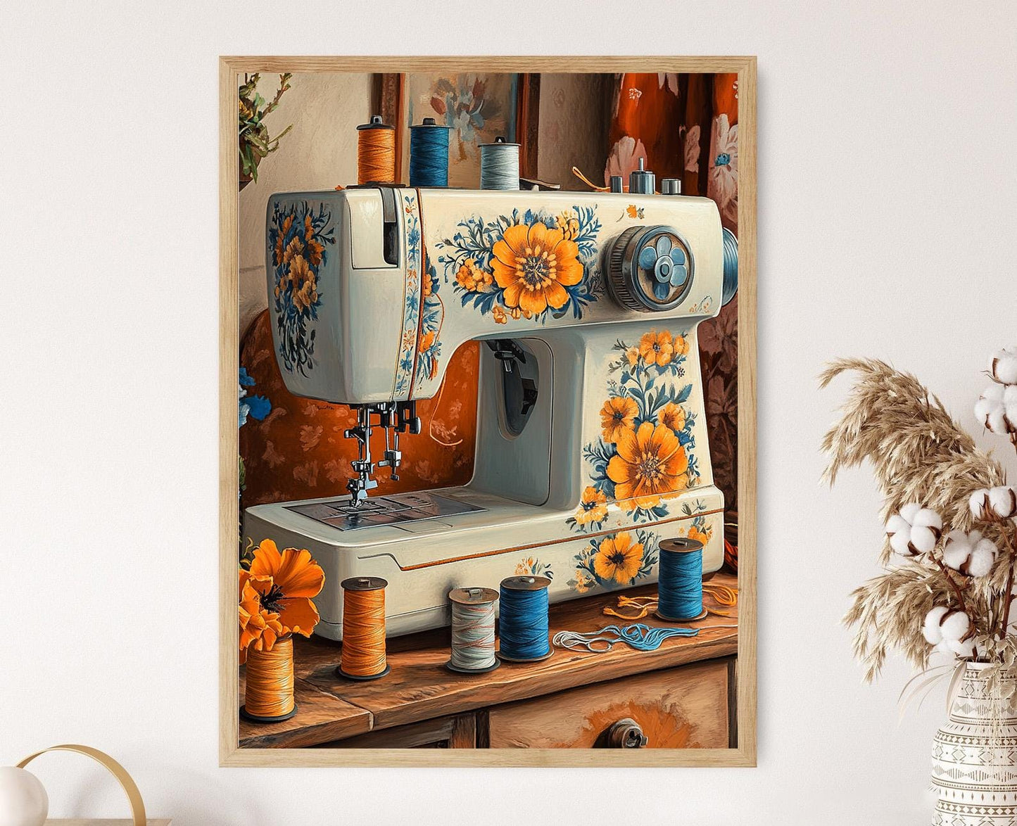 Affiche Machine à coudre turque – Motifs floraux Iznik et céramique