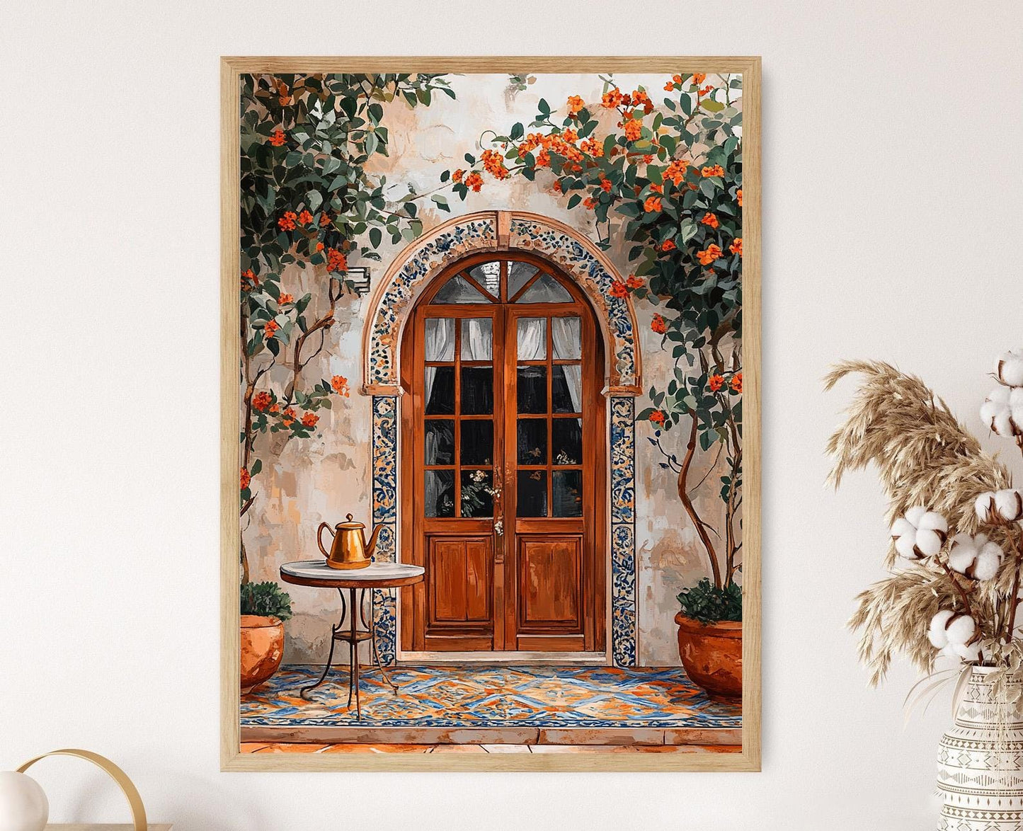 Affiche de Beyrouth – Illustration de carreaux, jasmins et théières en laiton