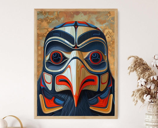 Affiche Masque de Transformation d'Aigle – Peinture inspirée de la sculpture Haida
