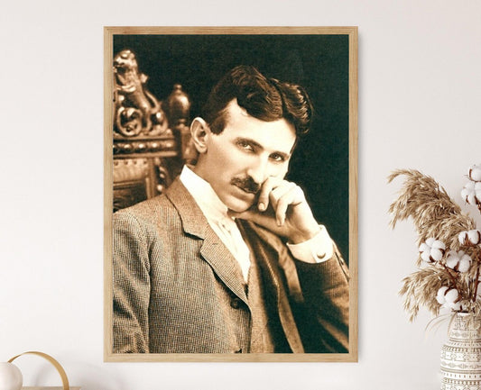 Affiche Nikola Tesla – Portrait Vintage de l'Inventeur, Poster Sépia