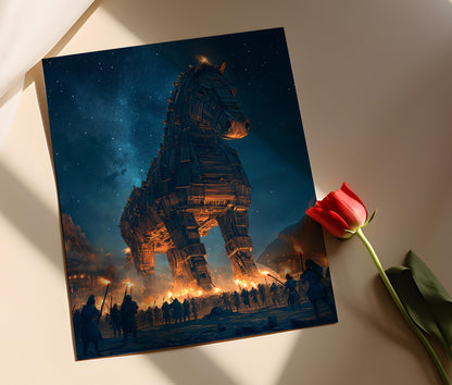 Affiche Cheval de Troie – Poster Nuit étoilée en mythologie grecque