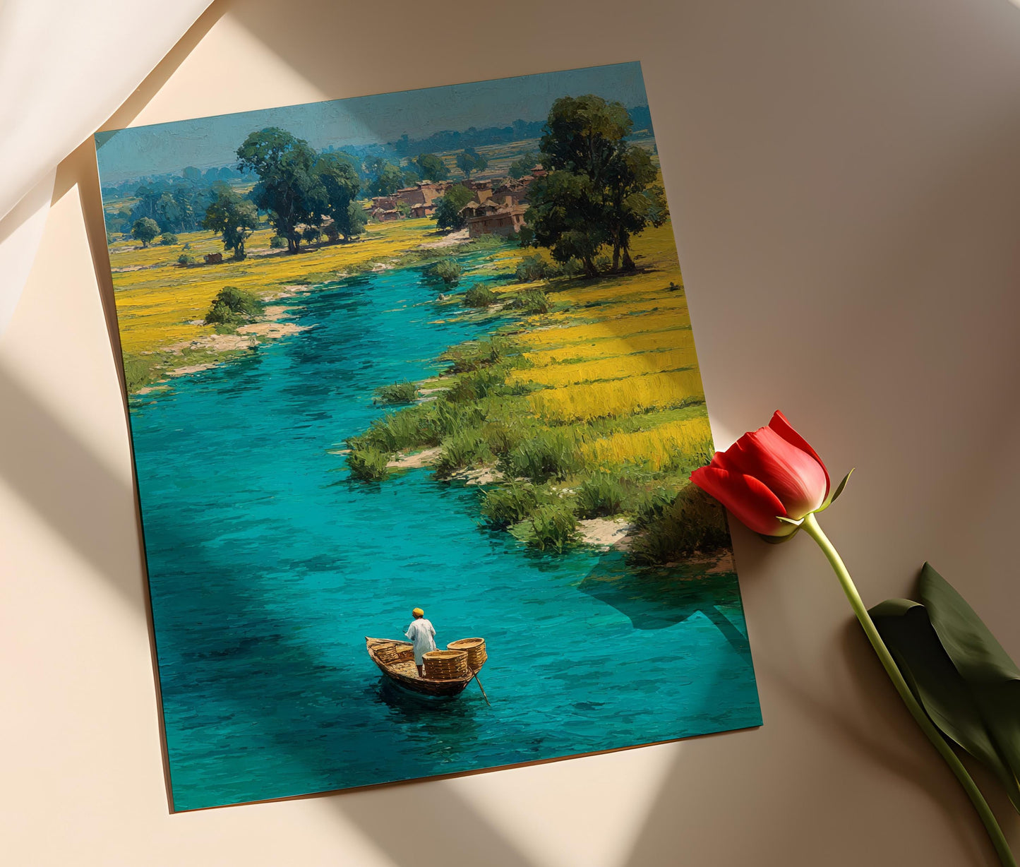 Affiche Pêcheur Punjabi – Impression artistique du village de Ravi