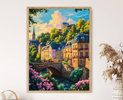 Affiche Luxembourg Été – Poster Vallée Verte et Ponts en Pierre