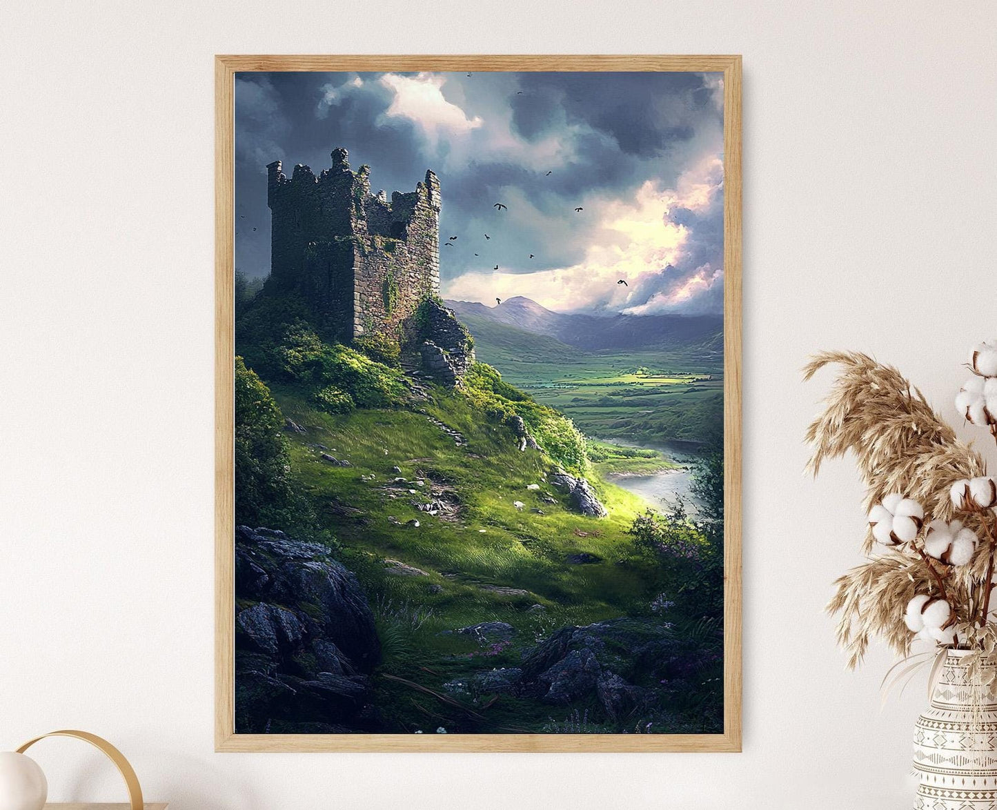 Affiche Château Irlandais Ancien – Poster Art de l'Histoire d'Irlande